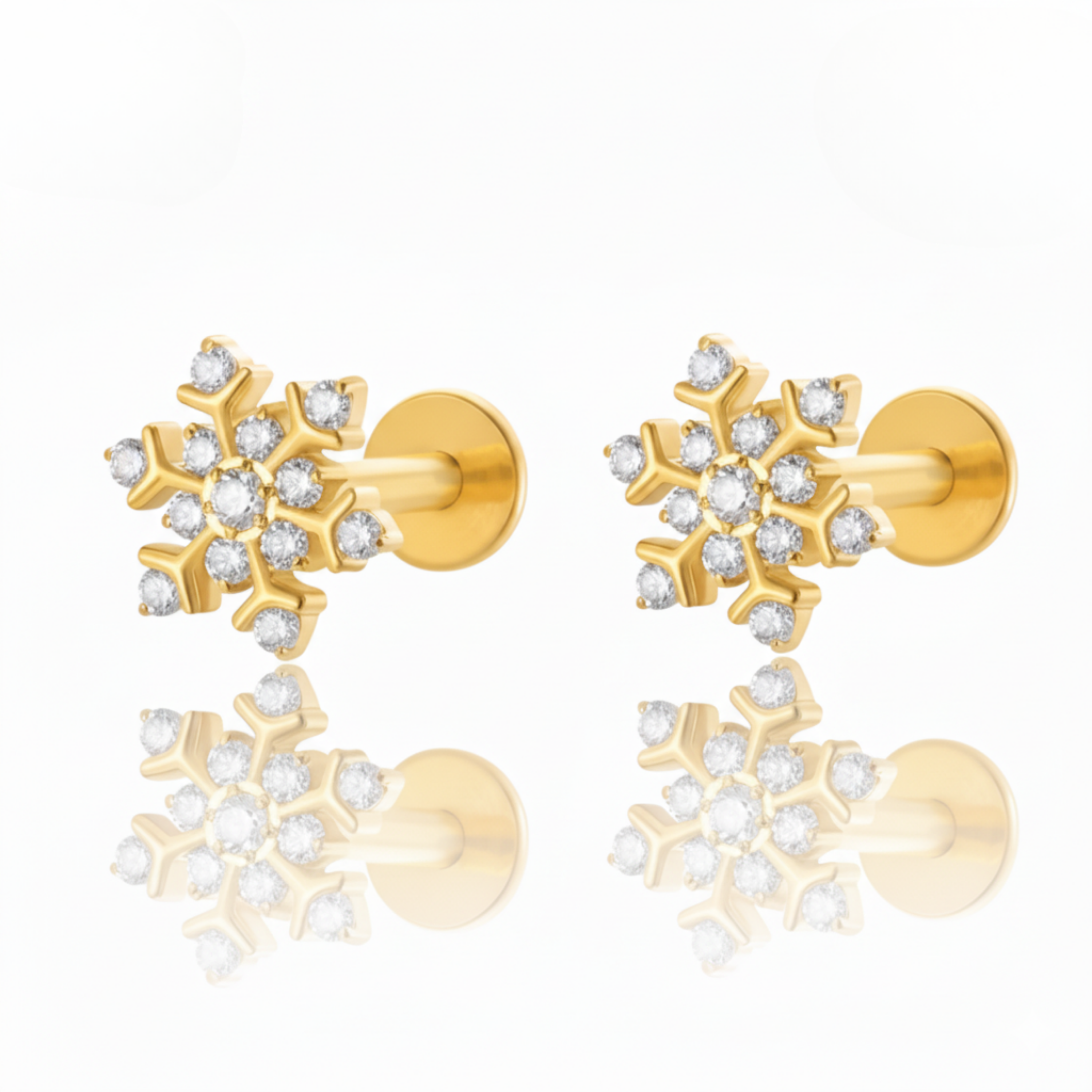 Frozen Crystal Snowflake Ear Piercing Earring Stud Set