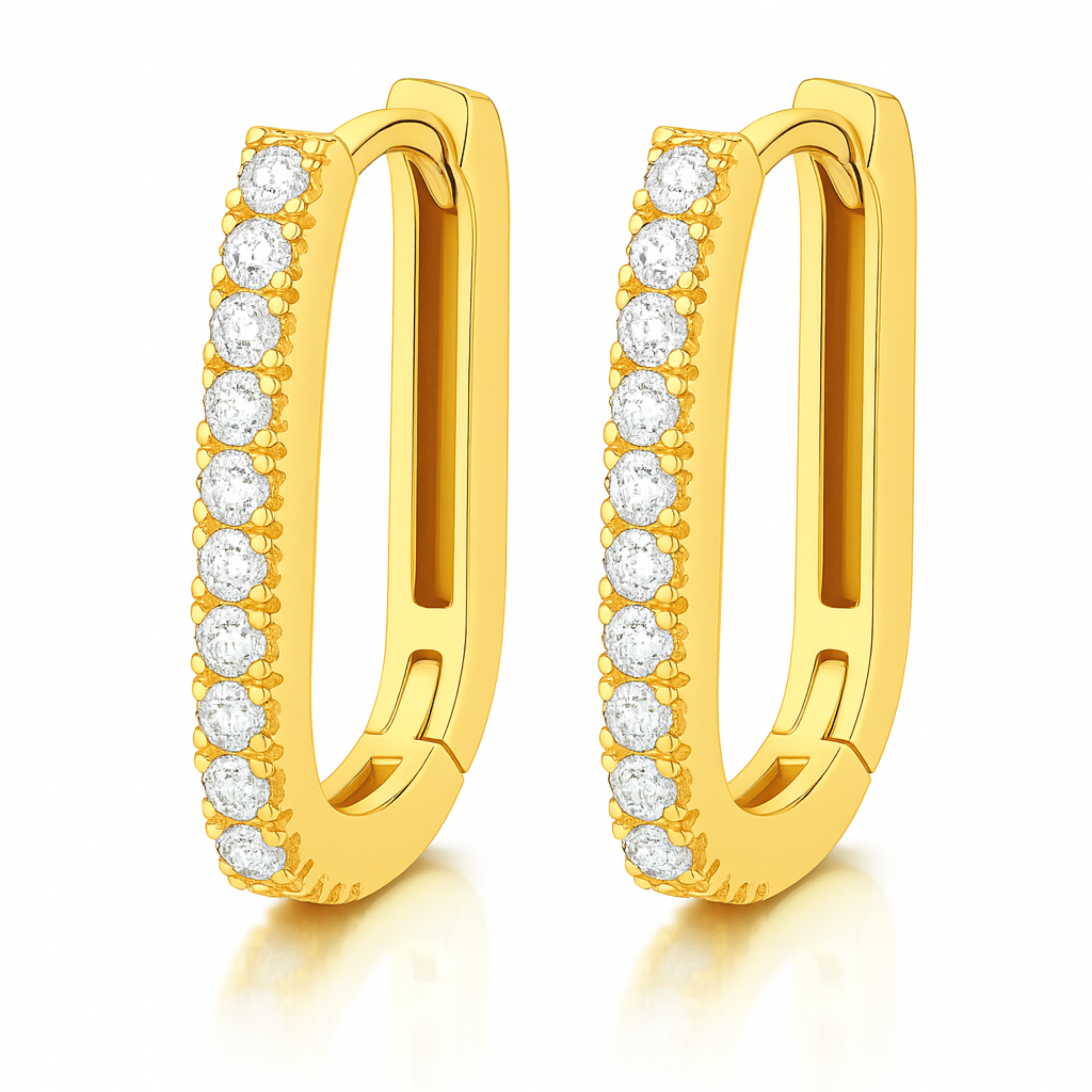Verona Pave Rectangle Huggie Hoop Earrings
