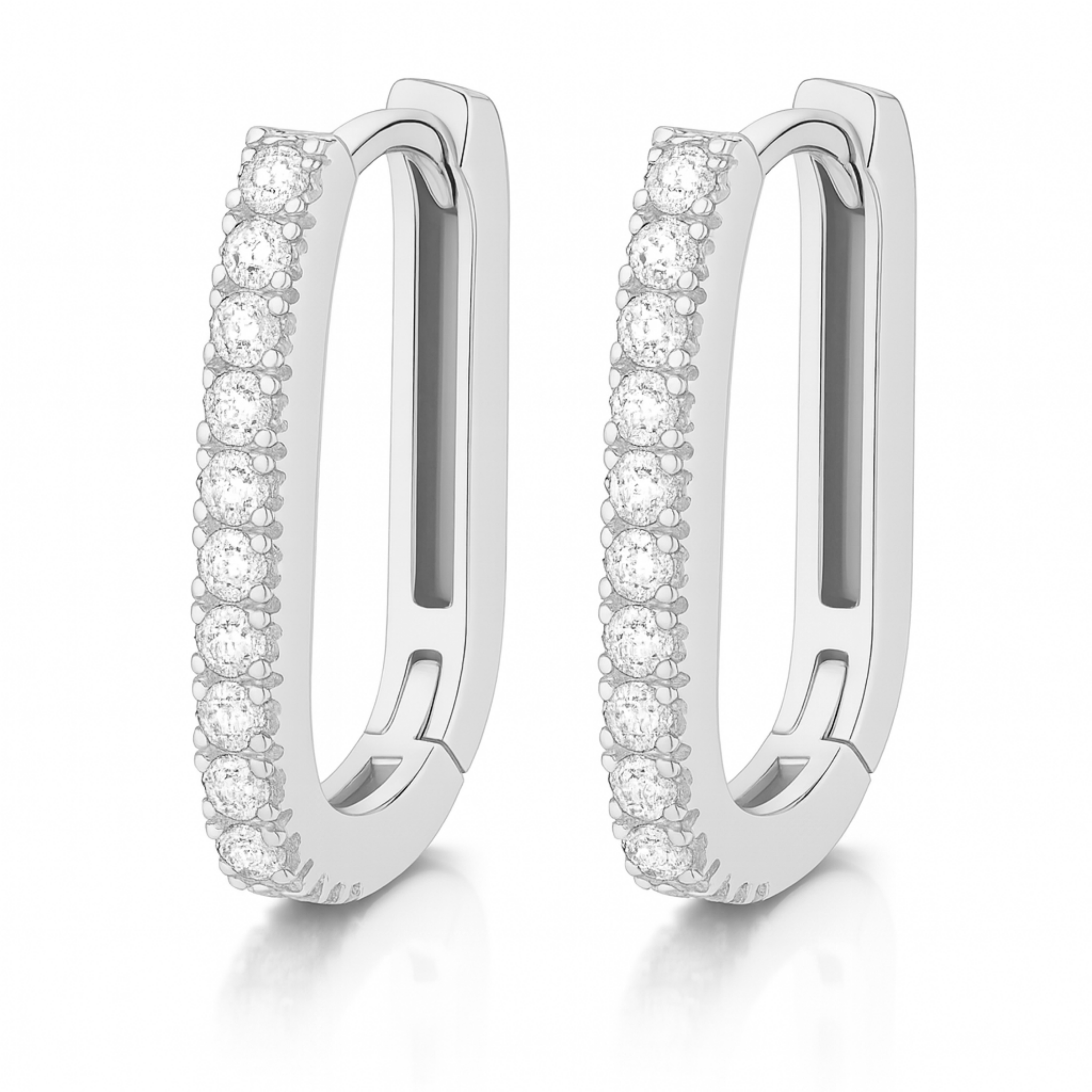 Verona Pave Rectangle Huggie Hoop Earrings