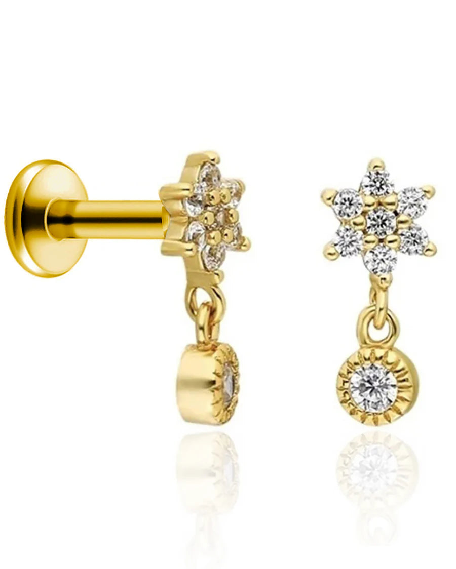 Kalina Flower Dangle Drop Ear Piercing Stud