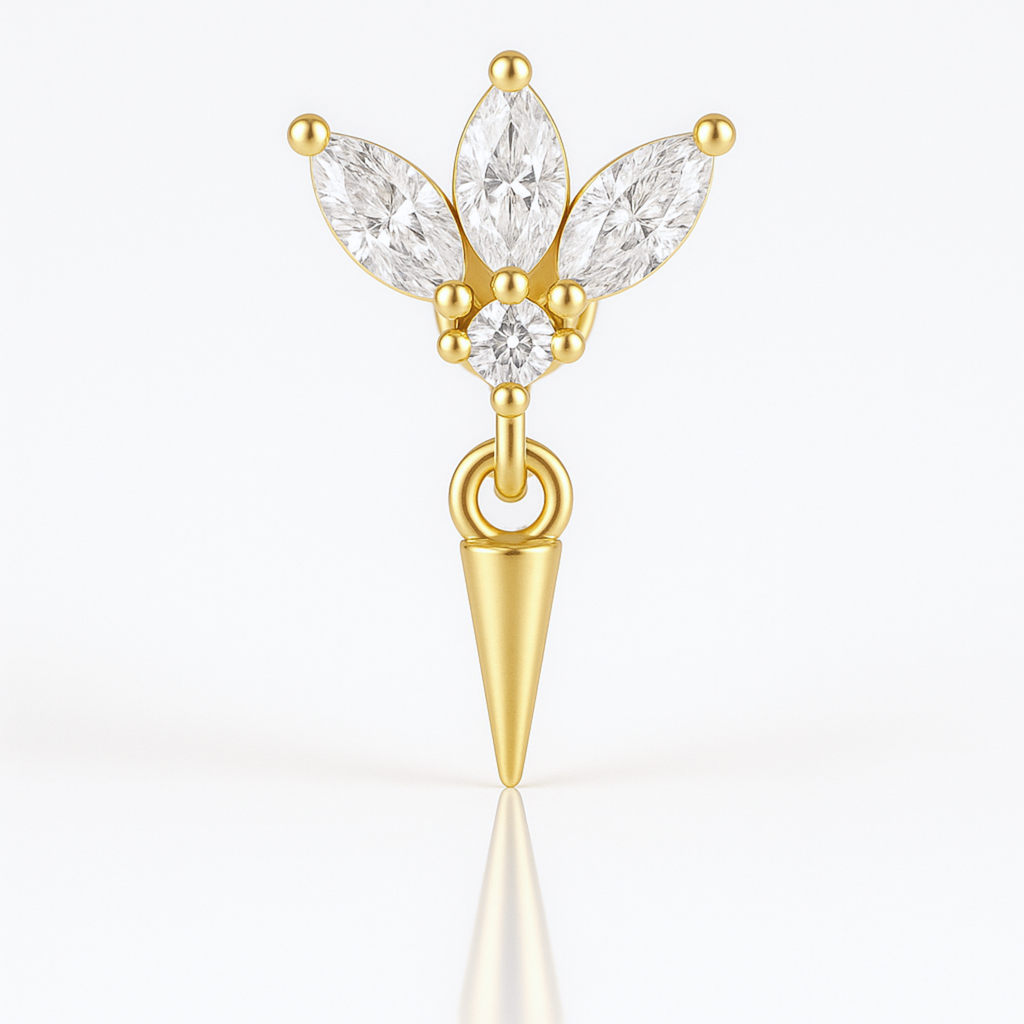 Crown Spike Drop Ear Piercing Stud