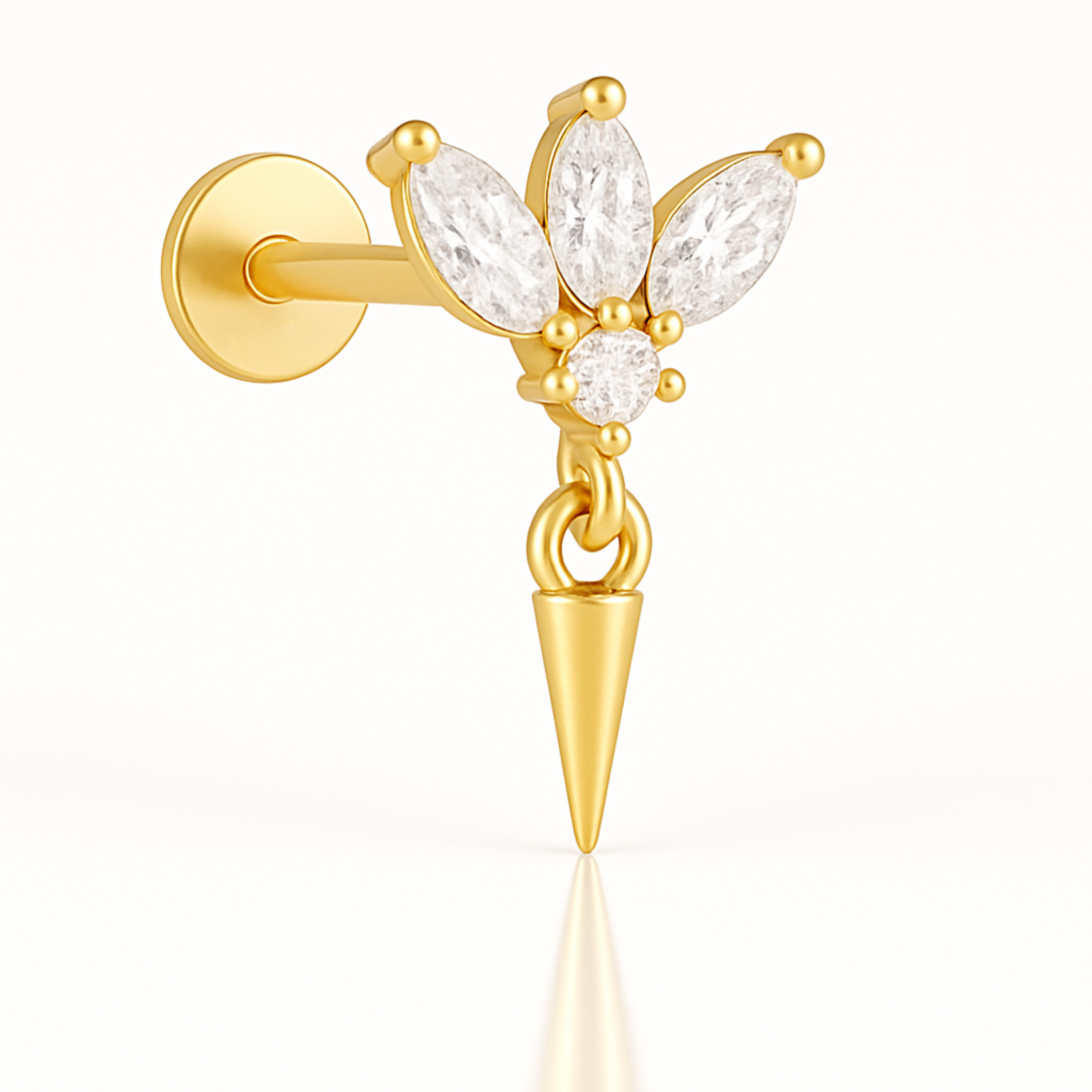 Crown Spike Drop Ear Piercing Stud