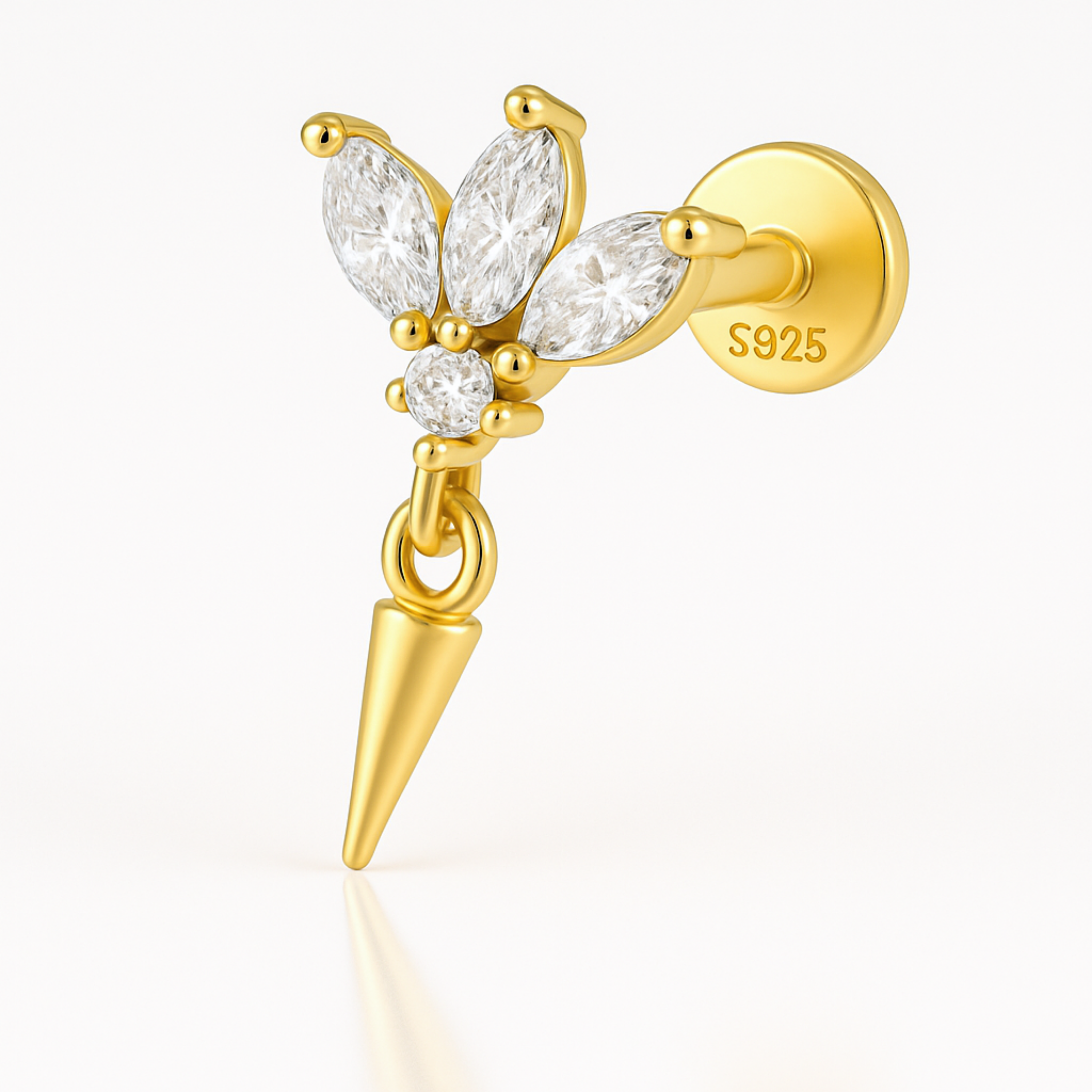 Crown Spike Drop Ear Piercing Stud