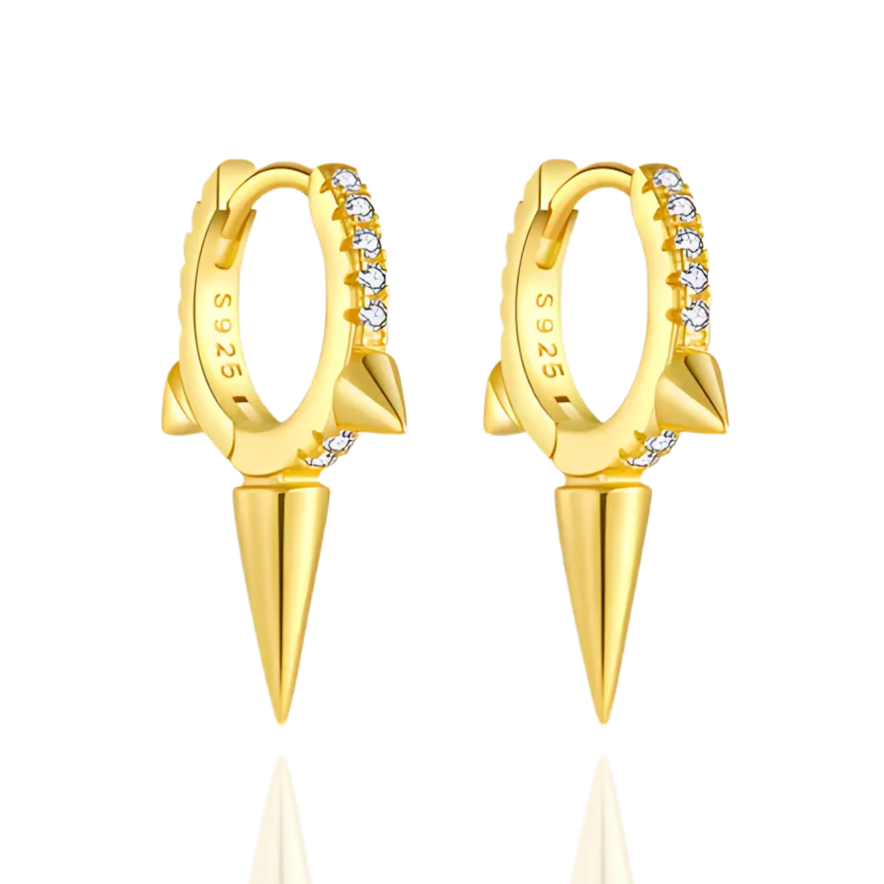 Eli Crystal Pave Spike Eternity Conical Huggie Hoop Earrings