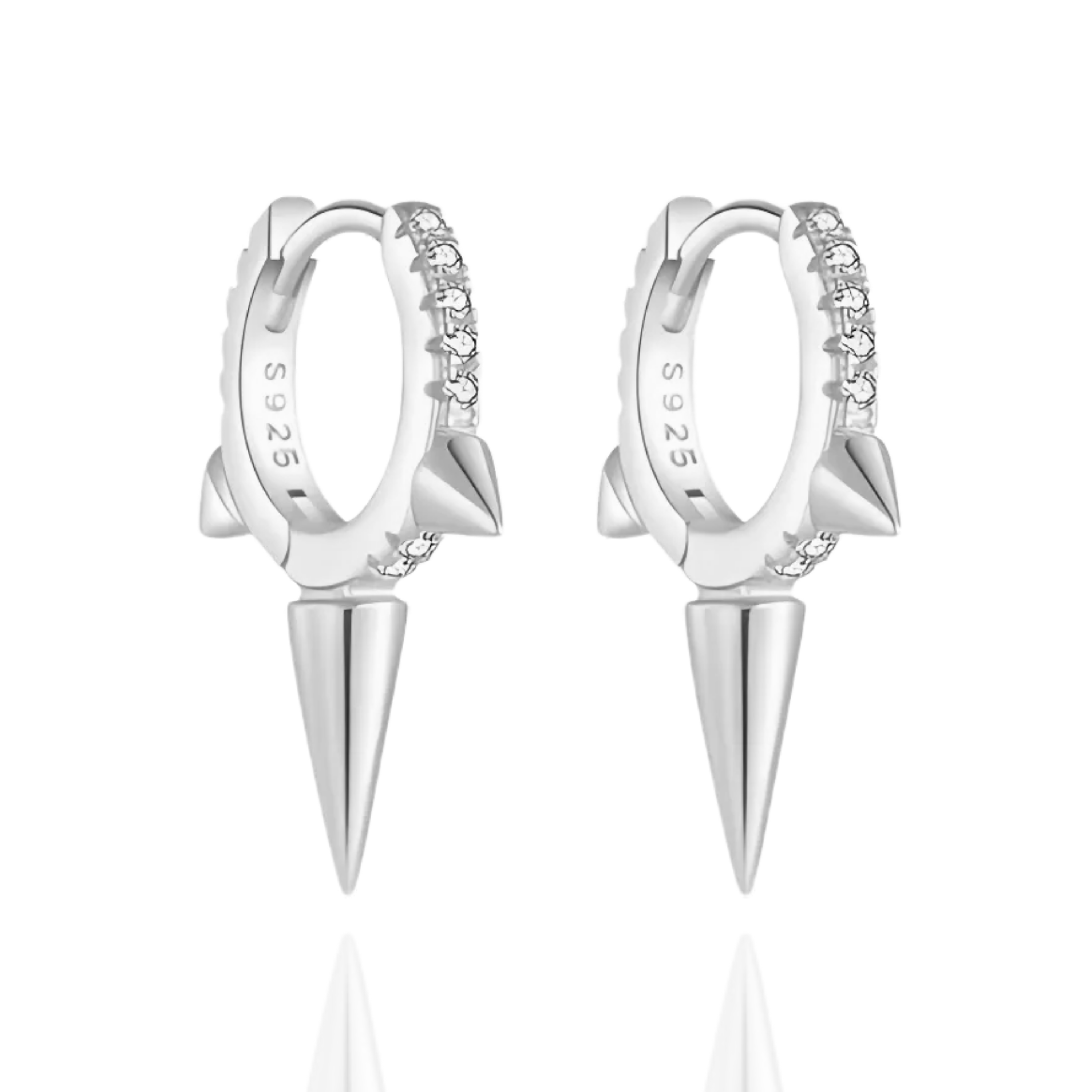 Eli Crystal Pave Spike Eternity Conical Huggie Hoop Earrings