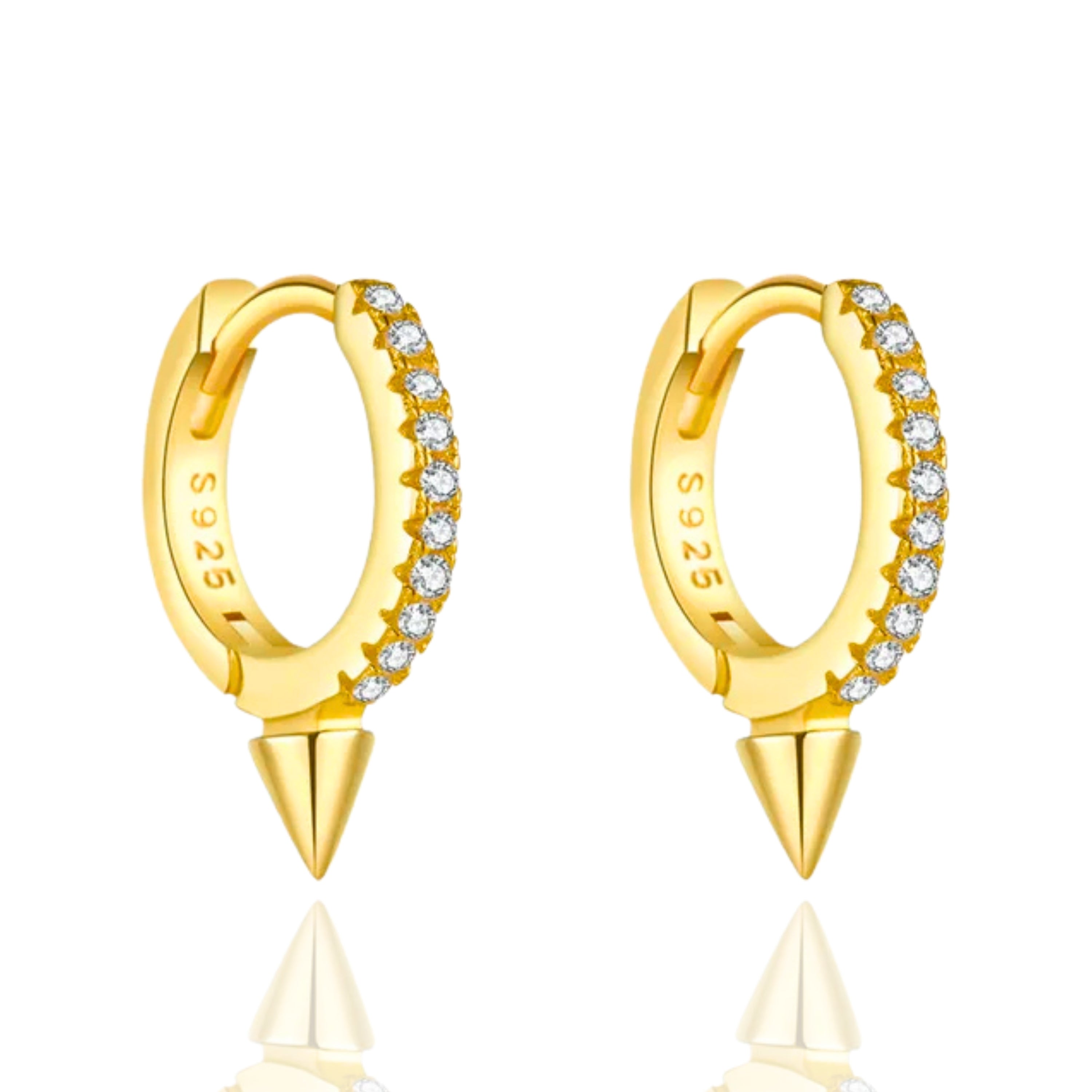 Eli Crystal Pave Single Spike Eternity Hoop Huggie Earrings