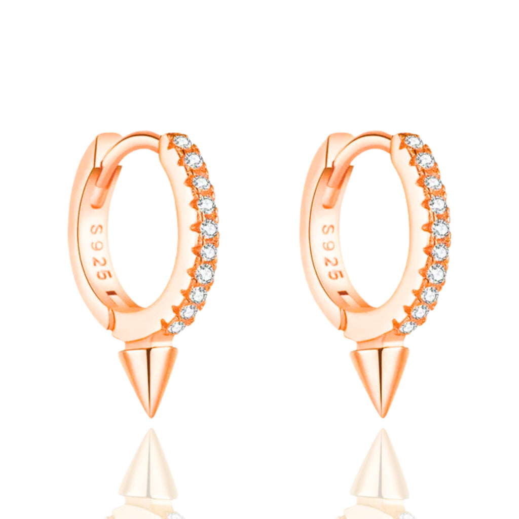 Eli Crystal Pave Single Spike Eternity Hoop Huggie Earrings