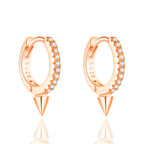 Eli Crystal Pave Single Spike Eternity Hoop Huggie Earrings