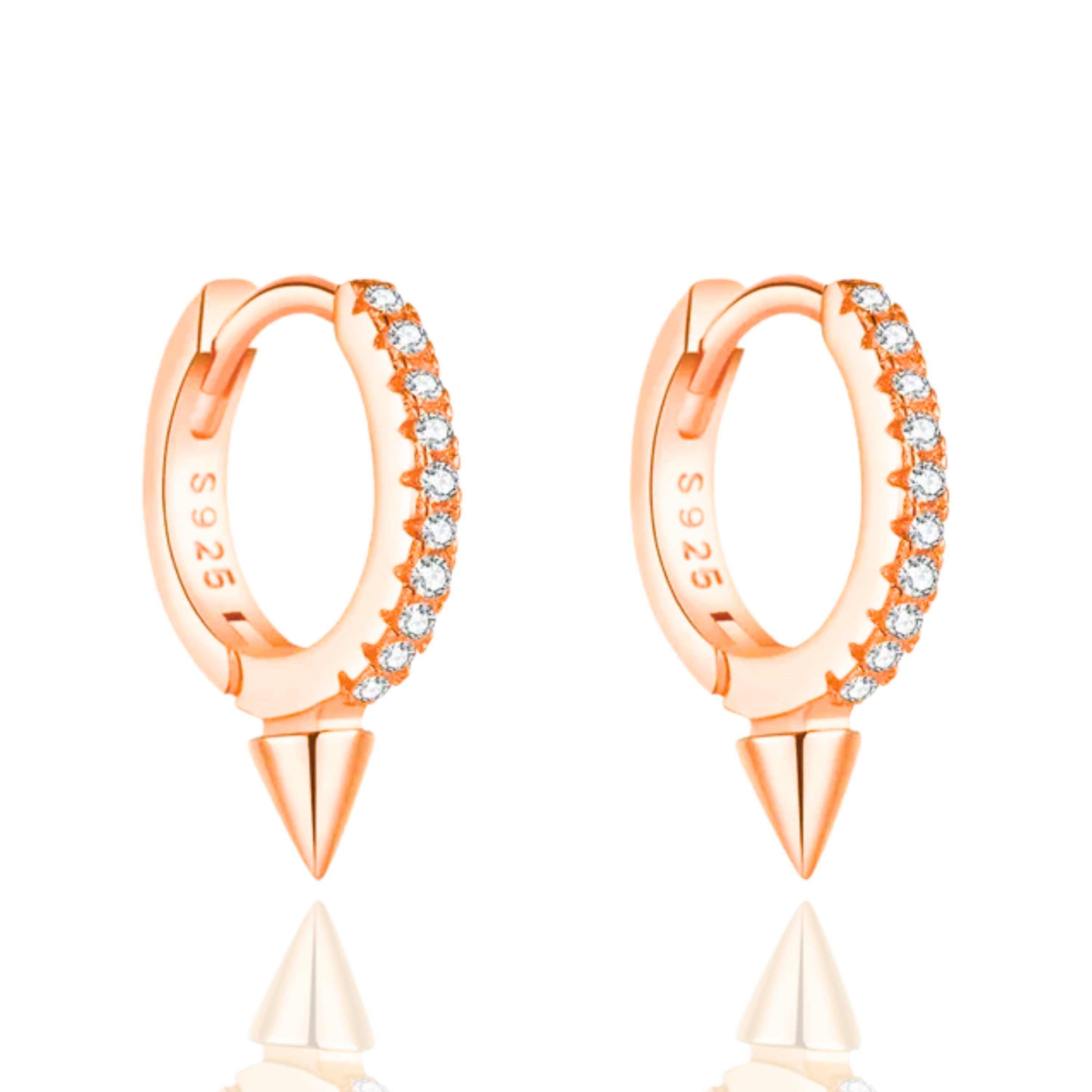Eli Crystal Pave Single Spike Eternity Hoop Huggie Earrings
