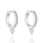 Eli Crystal Pave Single Spike Eternity Hoop Huggie Earrings