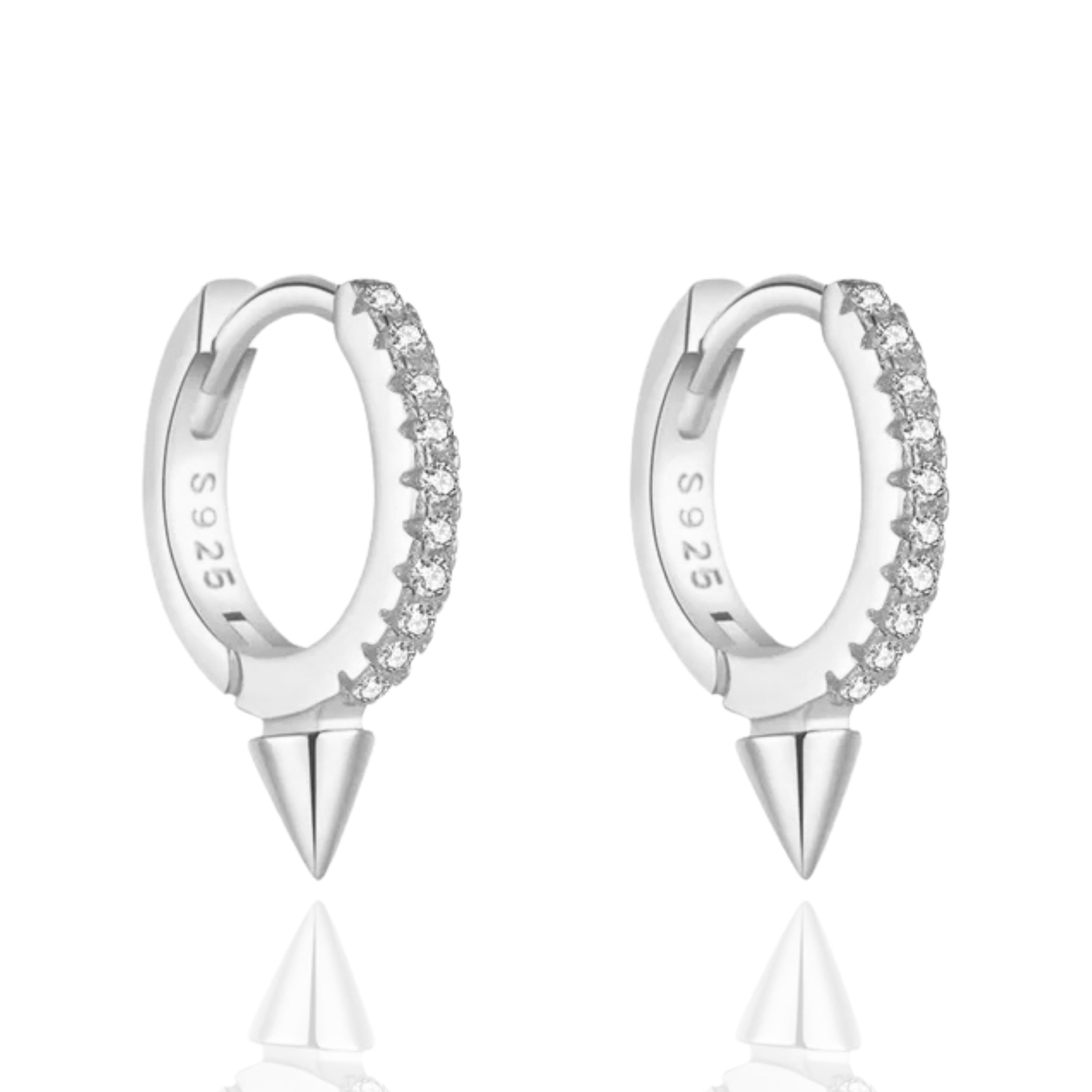 Eli Crystal Pave Single Spike Eternity Hoop Huggie Earrings