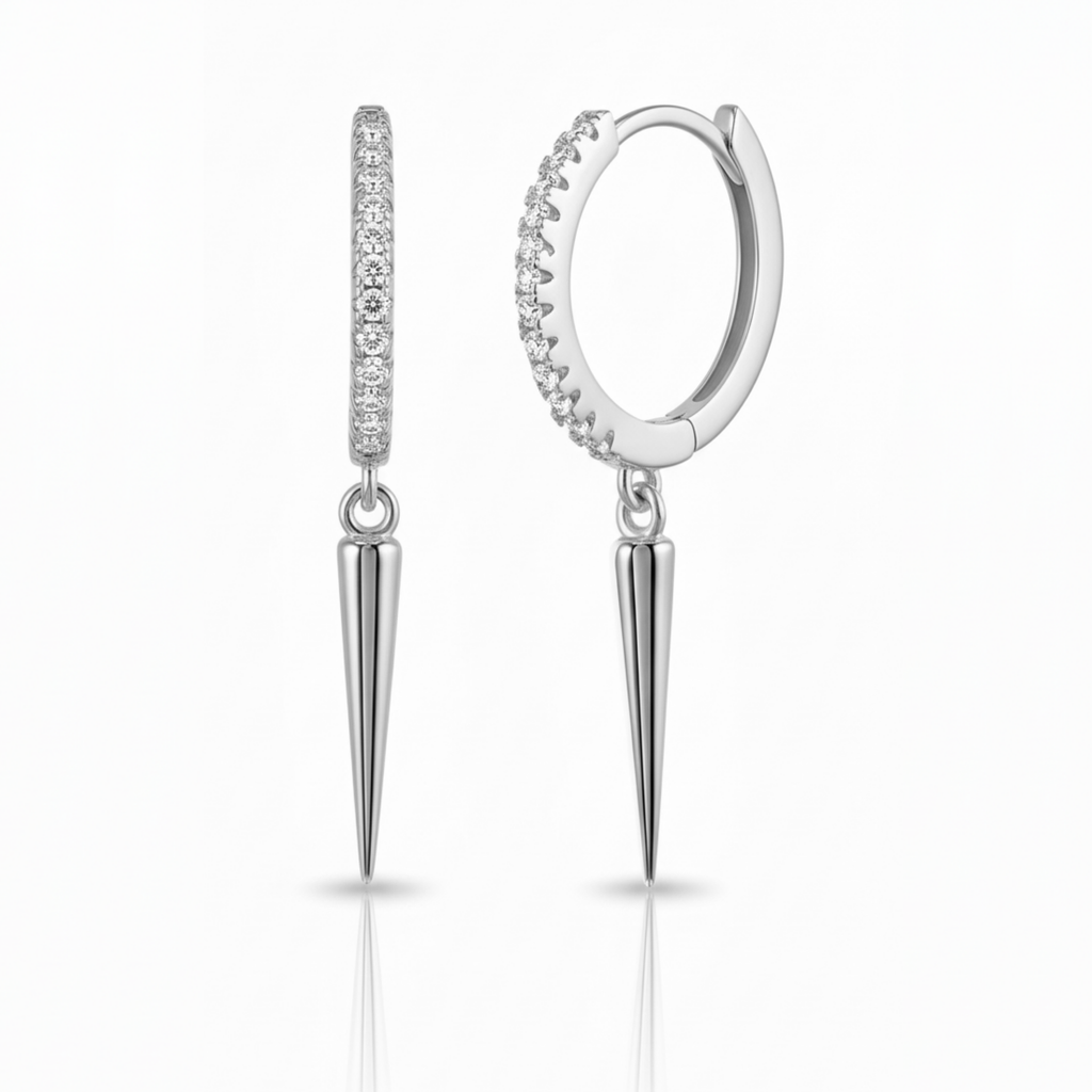 Eli Spike Drop Eternity Huggie Hoop Earrings