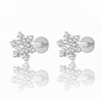 Frozen Crystal Snowflake Ear Piercing Earring Stud Set