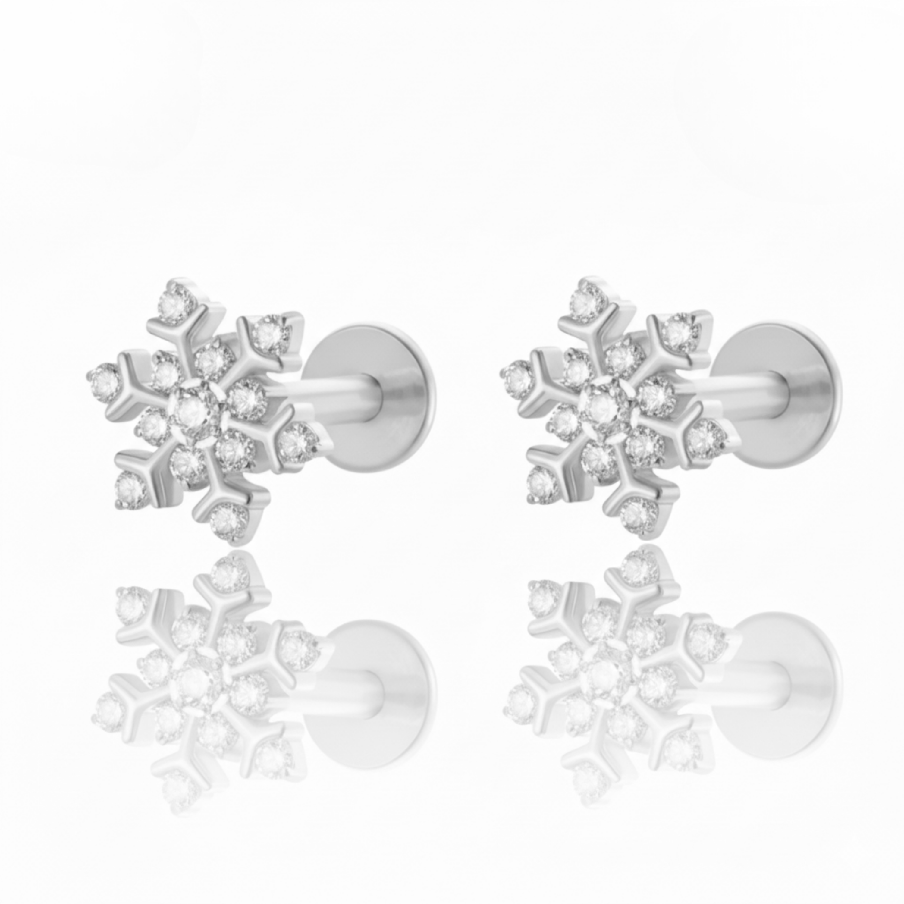 Frozen Crystal Snowflake Ear Piercing Earring Stud Set