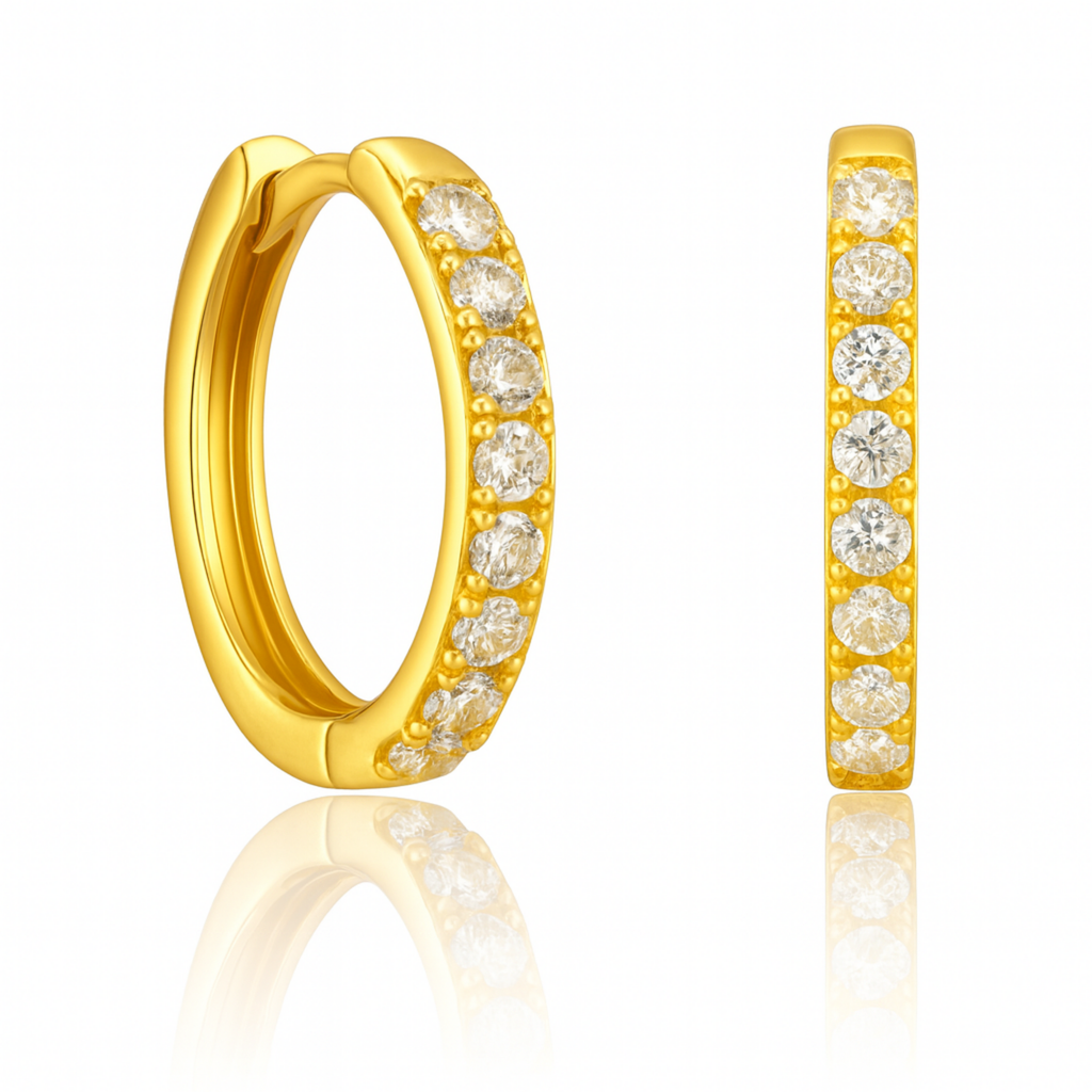Jane Crystal Pave Eternity Hoop Huggie Earrings