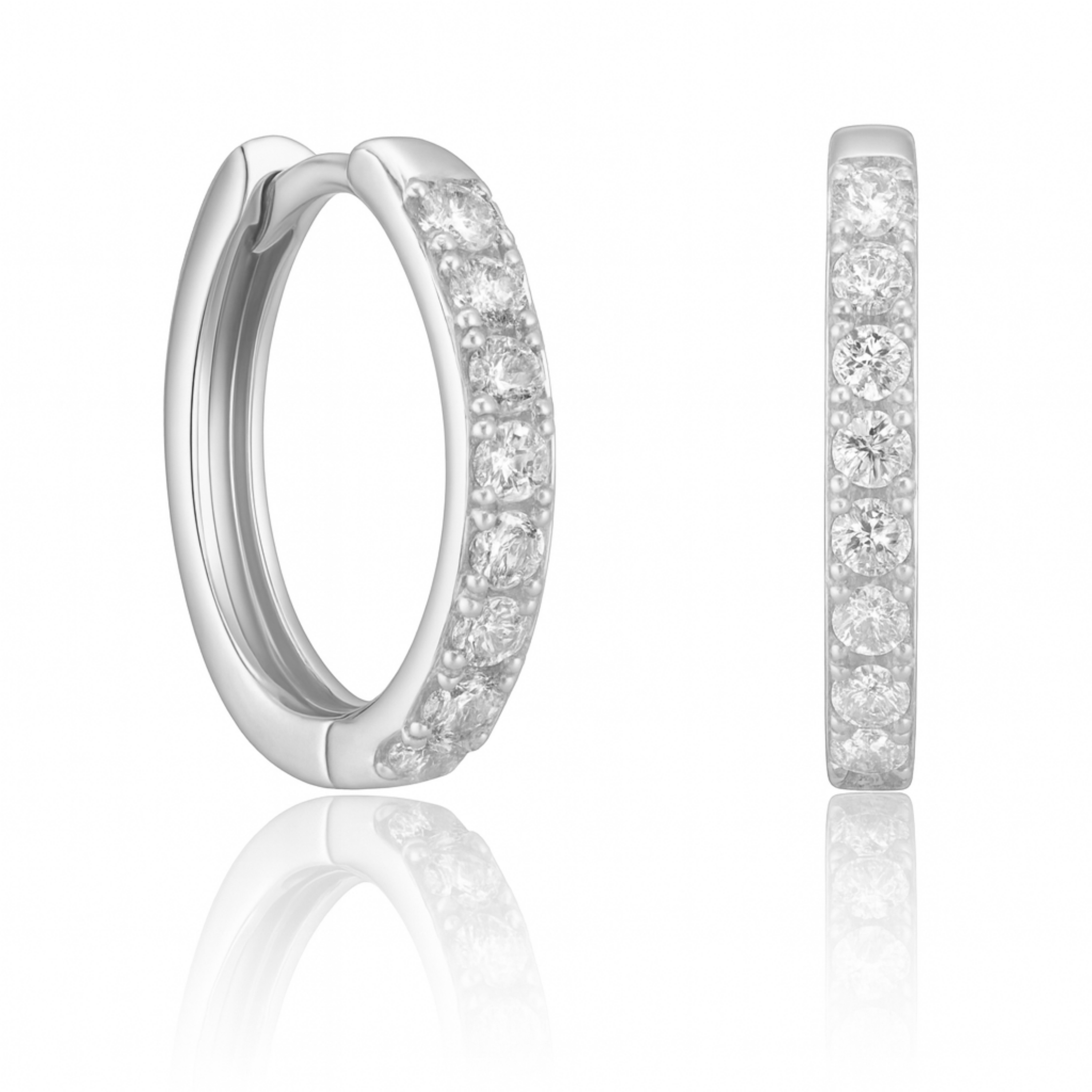 Jane Crystal Pave Eternity Hoop Huggie Earrings
