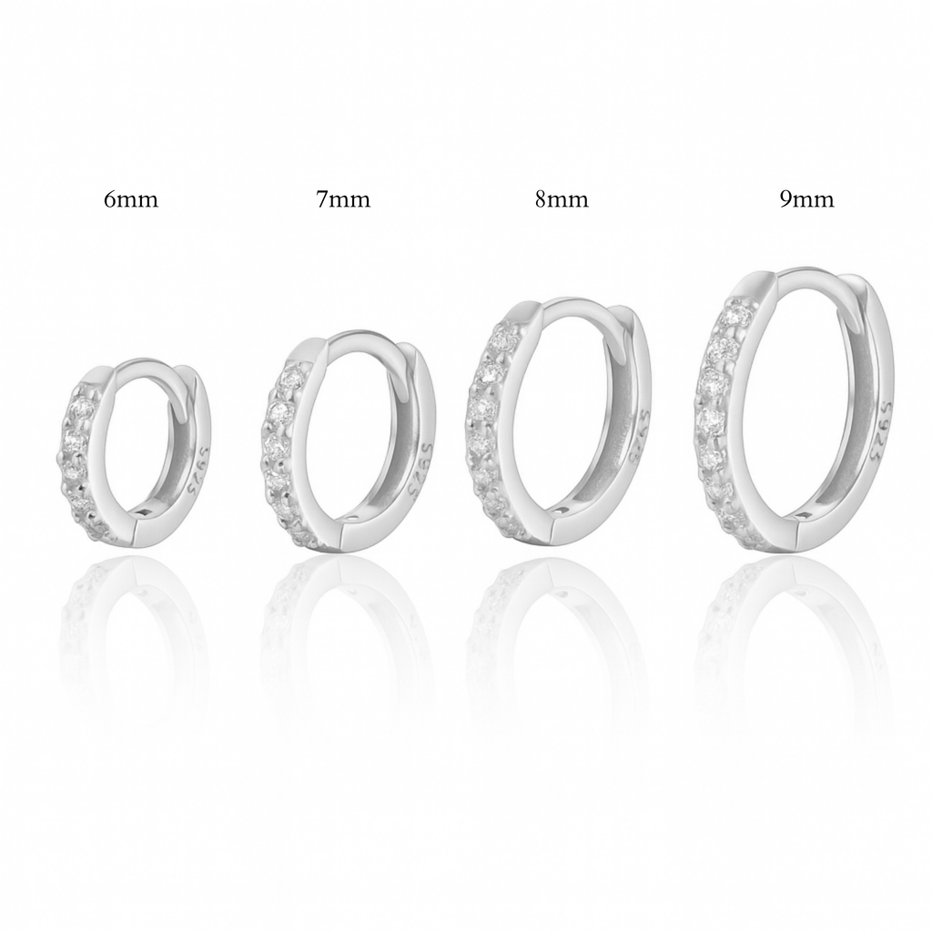 Jane Crystal Pave Eternity Hoop Huggie Earrings