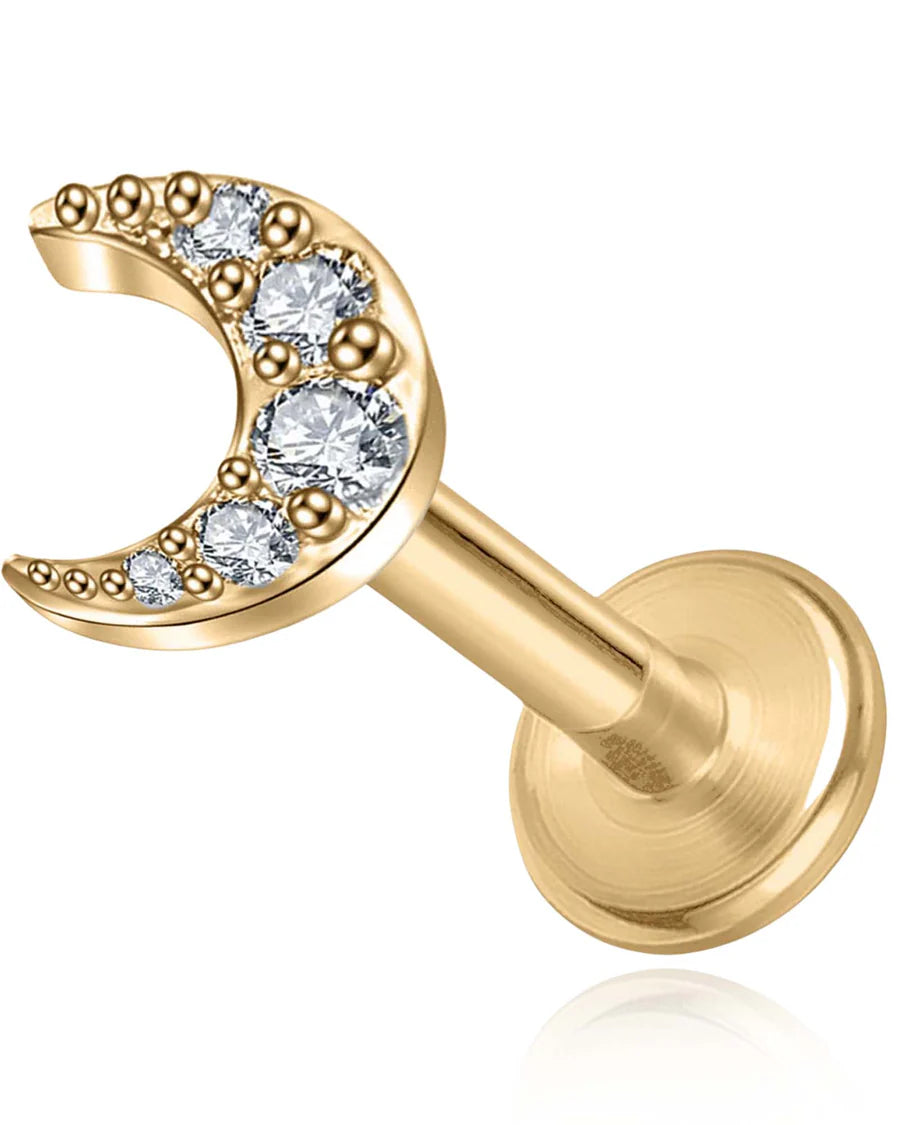 Serena Crystal Moon Ear Piercing Earring Stud
