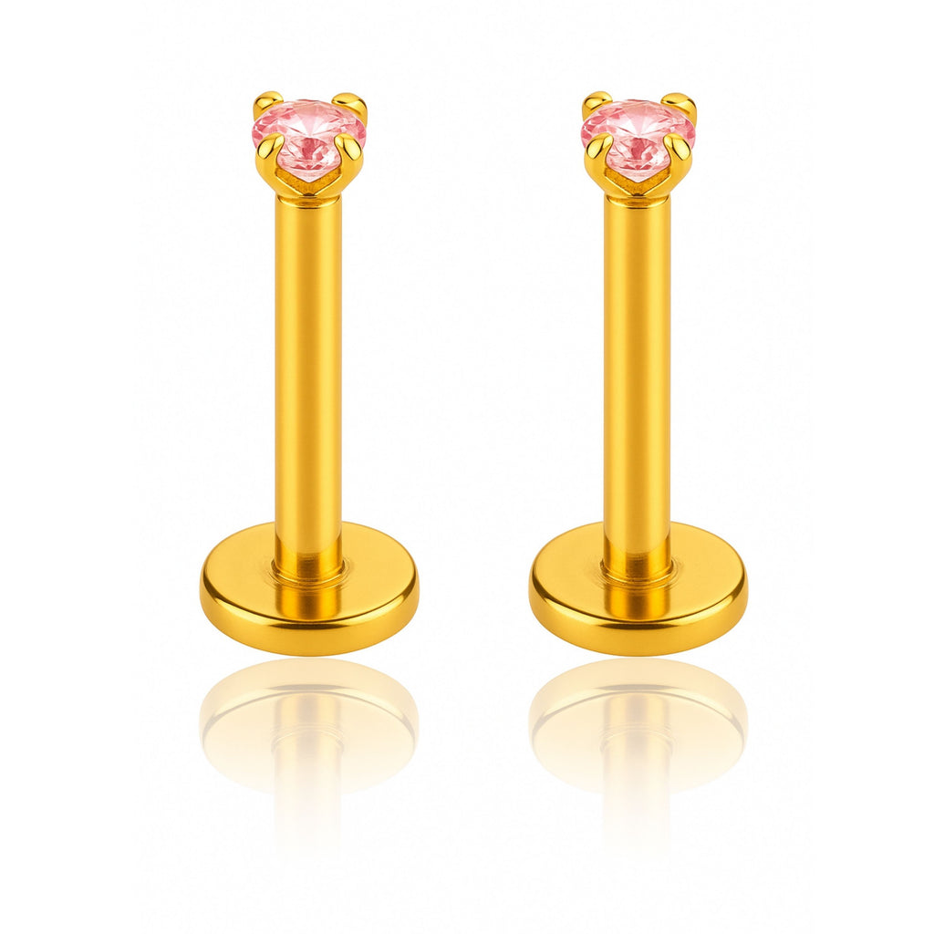 Vibrant Colorful Crystal Prong Ear Piercing Earring Stud Set
