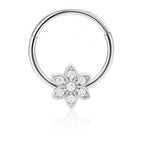 Flora Crystal Flower Daith Ear Piercing Ring Hoop Clicker