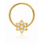 Flora Crystal Flower Daith Ear Piercing Ring Hoop Clicker