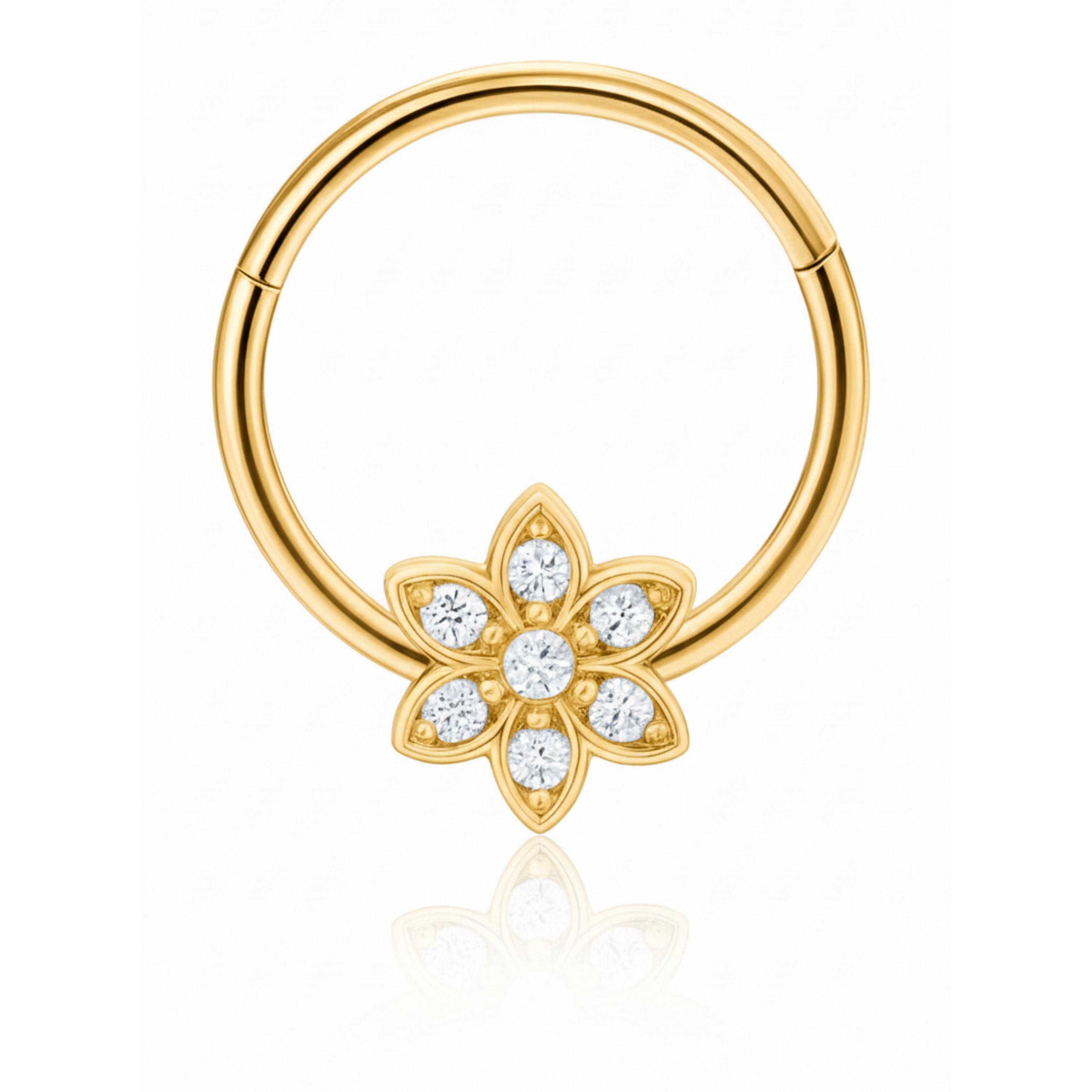 Flora Crystal Flower Daith Ear Piercing Ring Hoop Clicker