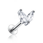 Mai Crystal Two Leaf Lotus Ear Piercing Stud