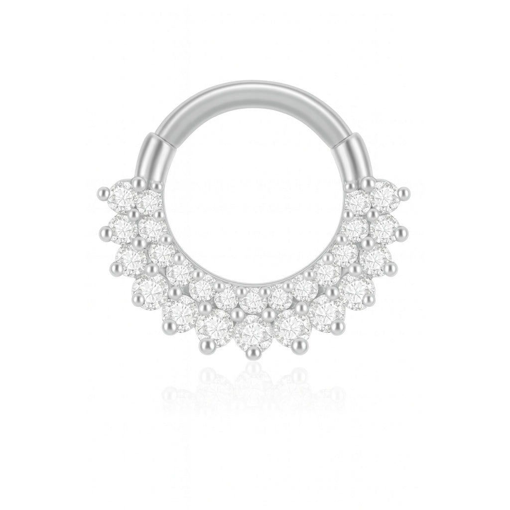 Silvia Double Crystal Daith Ear Piercing Ring Hoop Clicker
