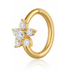 Fleur Crystal Flower Ear Piercing Earring Hinged Segment Hoop Ring Clicker