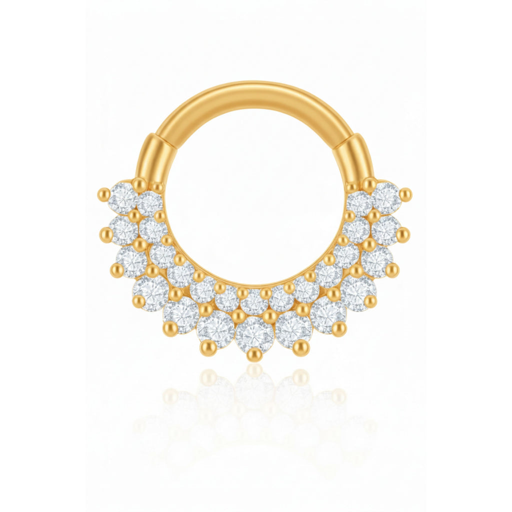 Silvia Double Crystal Daith Ear Piercing Ring Hoop Clicker