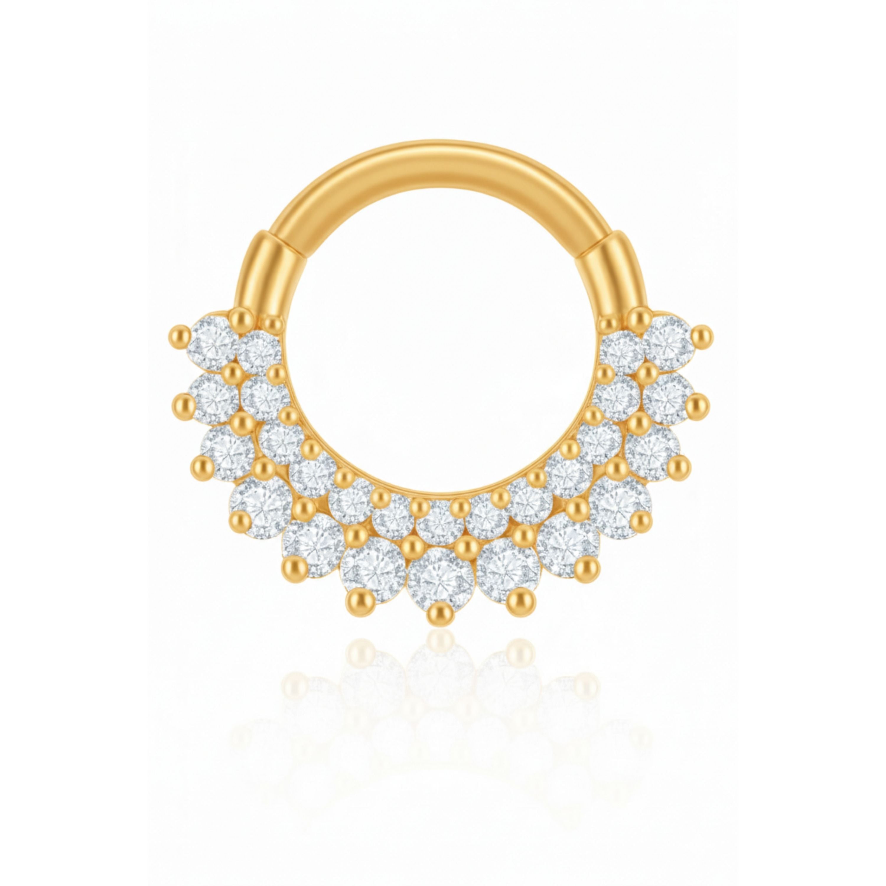 Silvia Double Crystal Daith Ear Piercing Ring Hoop Clicker