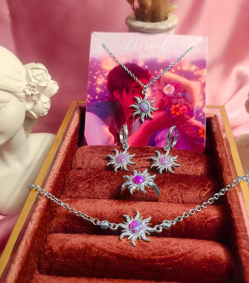 Golden Sun Opal Necklace: Princess Jewelry for Women - Elegant Tangled Sun  Pendant