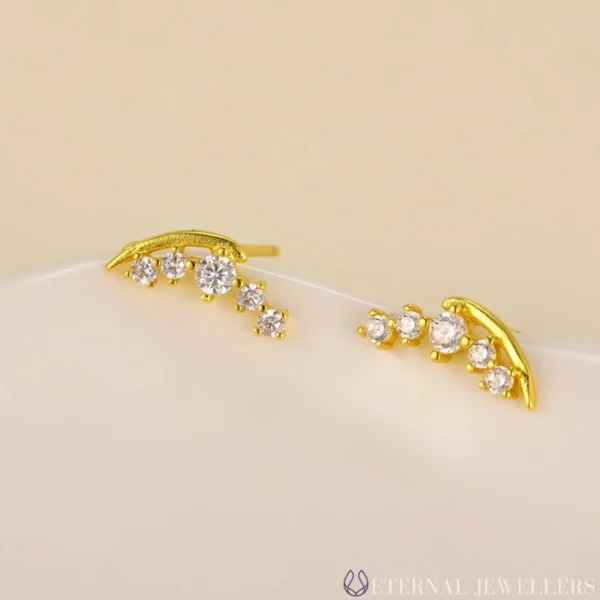 Tiny Gold Climber Stud Earrings Y2K Cubic Zircon Earrings