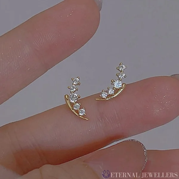 Tiny Gold Climber Stud Earrings Y2K Cubic Zircon Earrings