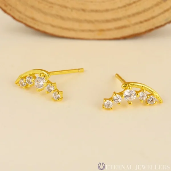 Tiny Gold Climber Stud Earrings Y2K Cubic Zircon Earrings