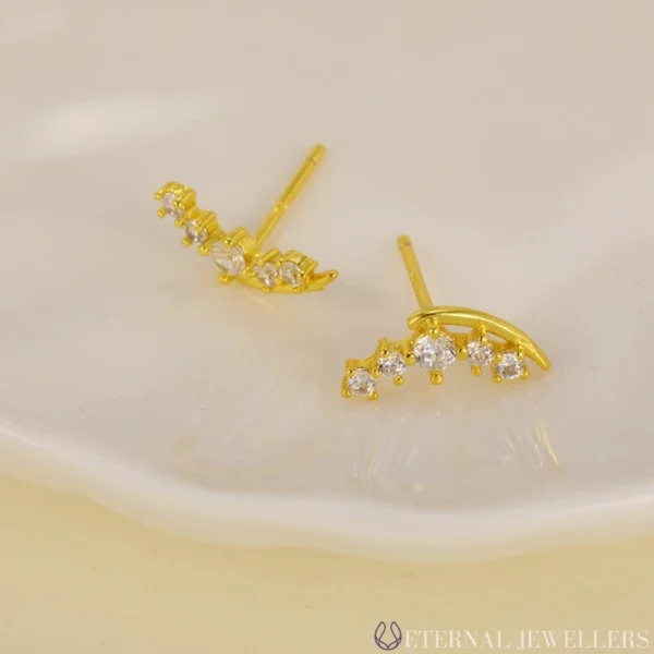 Tiny Gold Climber Stud Earrings Y2K Cubic Zircon Earrings