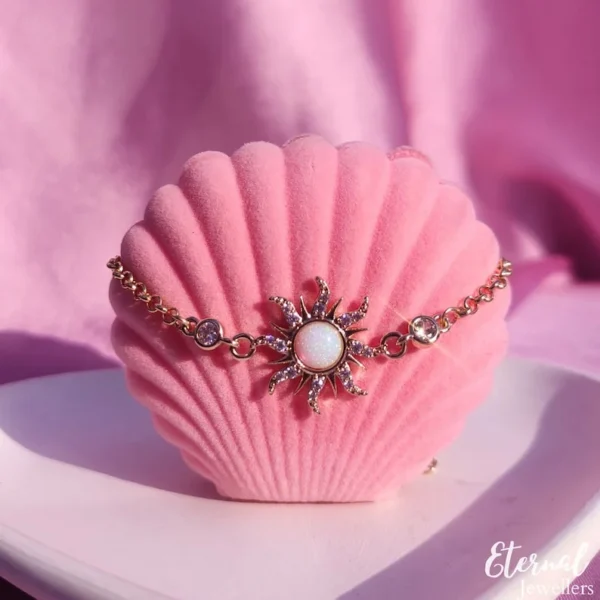 Delicate Opal&CZ Sun Bracelet - Image 3