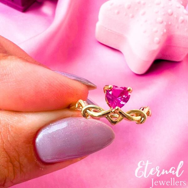 Swan Princess Ring, Enchanted Pink Stone Crown Ring - Image 5