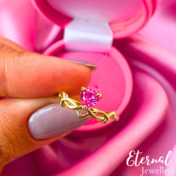 Swan Princess Ring, Enchanted Pink Stone Crown Ring