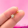 16G Silver CZ Flower Rook