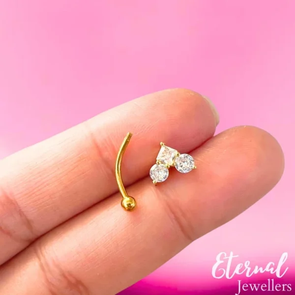 16G Gold CZ Heart Rook Barbell - Image 4